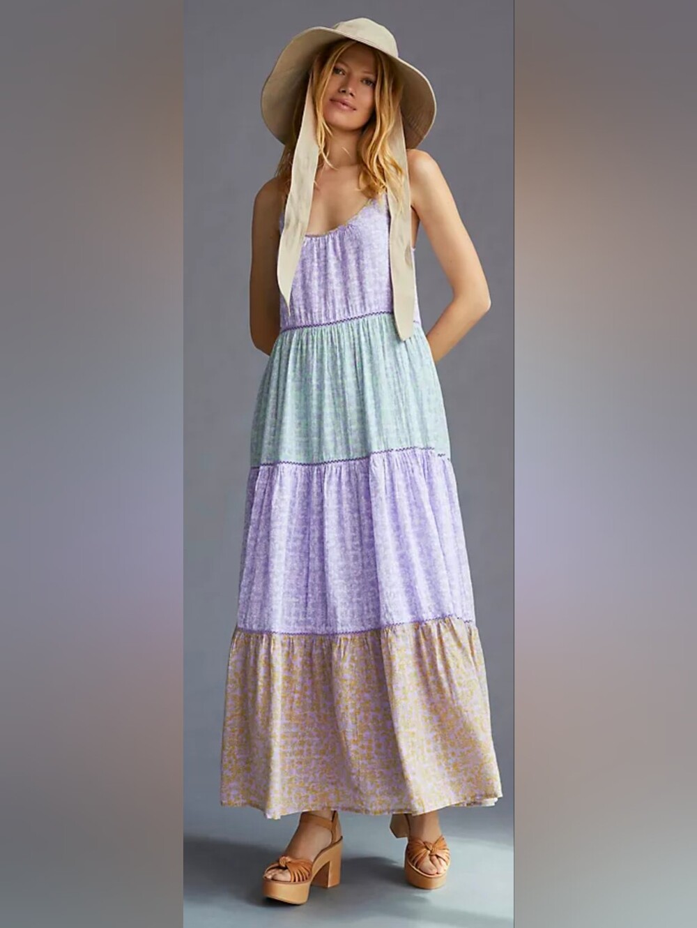 Anthropologie Roller Rabbit Ismay Dakota Tiered Maxi Dress With Pockets L